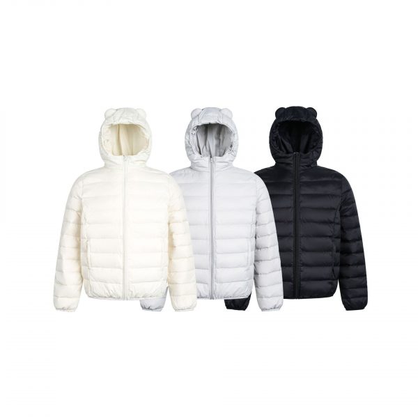 Womens Warm Hooded Duck Down Jacket With Ribbed Design