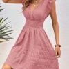 V-neck Pleated Dress Slim Fit Slimming European And American Style