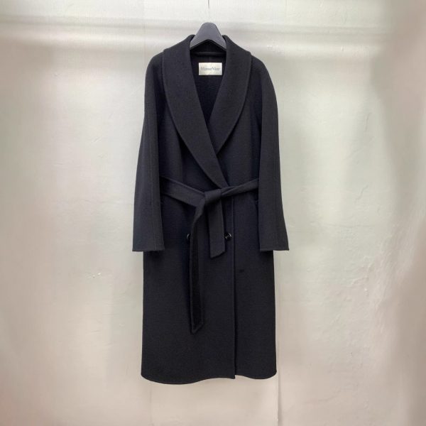 Long Double-faced Wool Coat With A Tie Closure