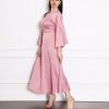 Middle Eastern Silk Satin Lotus Sleeve Dress