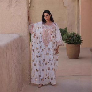 Loose Long Muslim Dress Kaftan With Headscarf