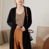 Ribbed Solid-Color Cashmere Knit Cardigan For Women Long-Sleeve Mid-Length Outerwear