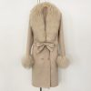 Long Double-faced Wool Coat With A Shearling Collar