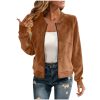 Round-neck Zip-up Deerskin-fleece Short Jacket Flight Suit