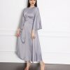 Middle Eastern Silk Satin Lotus Sleeve Dress