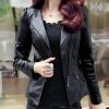 Motorcycle Leather Jacket Large Coat Woman