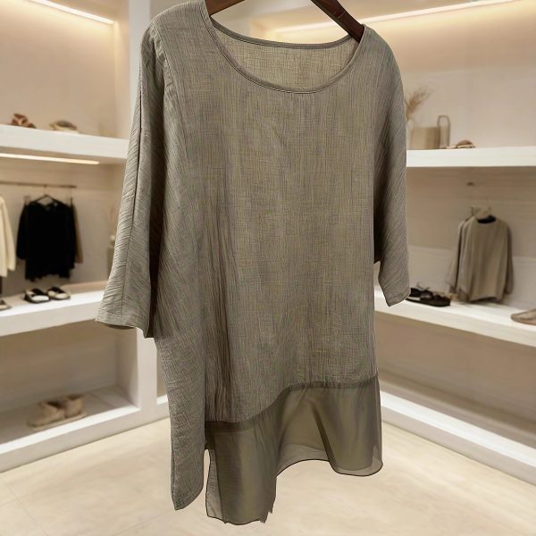 Cozy Artistic Linen-blend Patchwork Top