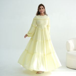 Middle Eastern Lace-trimmed Tiered Cake Skirt Dress