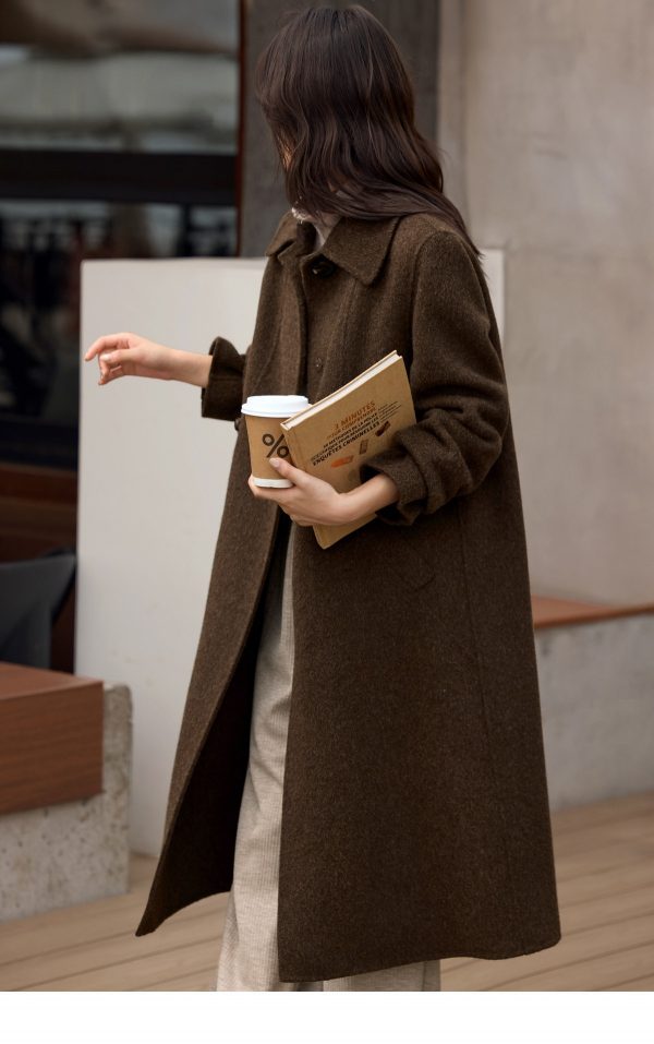 Elegant Small Lapel Double-faced Wool Mid-length Coat
